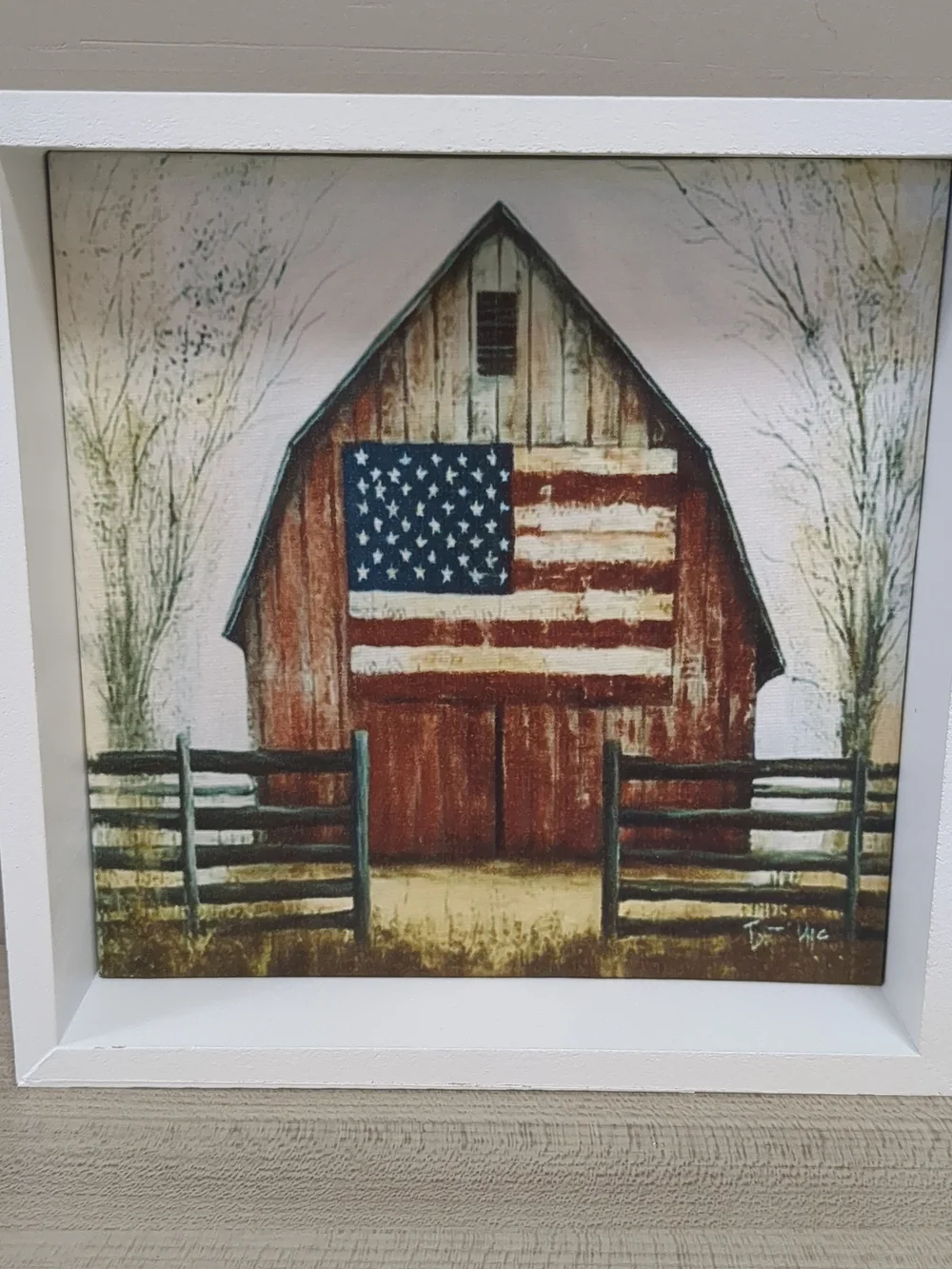 Patriotic Barn Wall Art Print in Red, Blue, White - Rustic Home Wall Decor